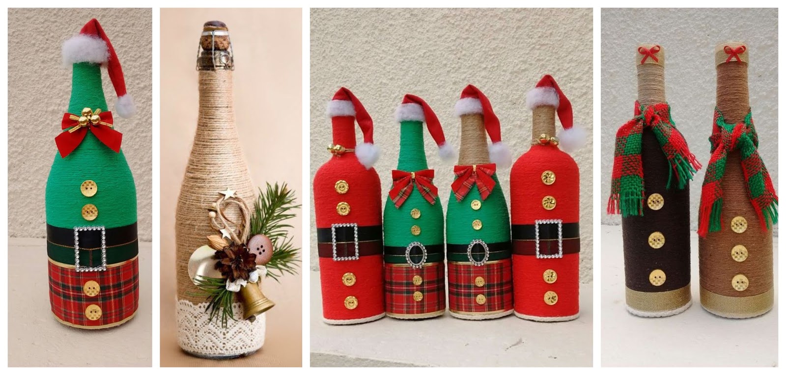mostrador Adulto Dislocación Aprende cómo decorar botellas navideñas con cuerda de henequén ~  cositasconmesh