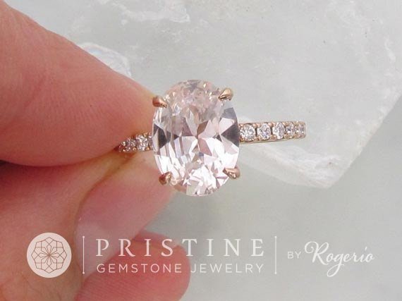 Pristine Gemstone Jewelry Peach And Padparadscha Shire Rose Gold Engagement Ring Pink Shire Peach