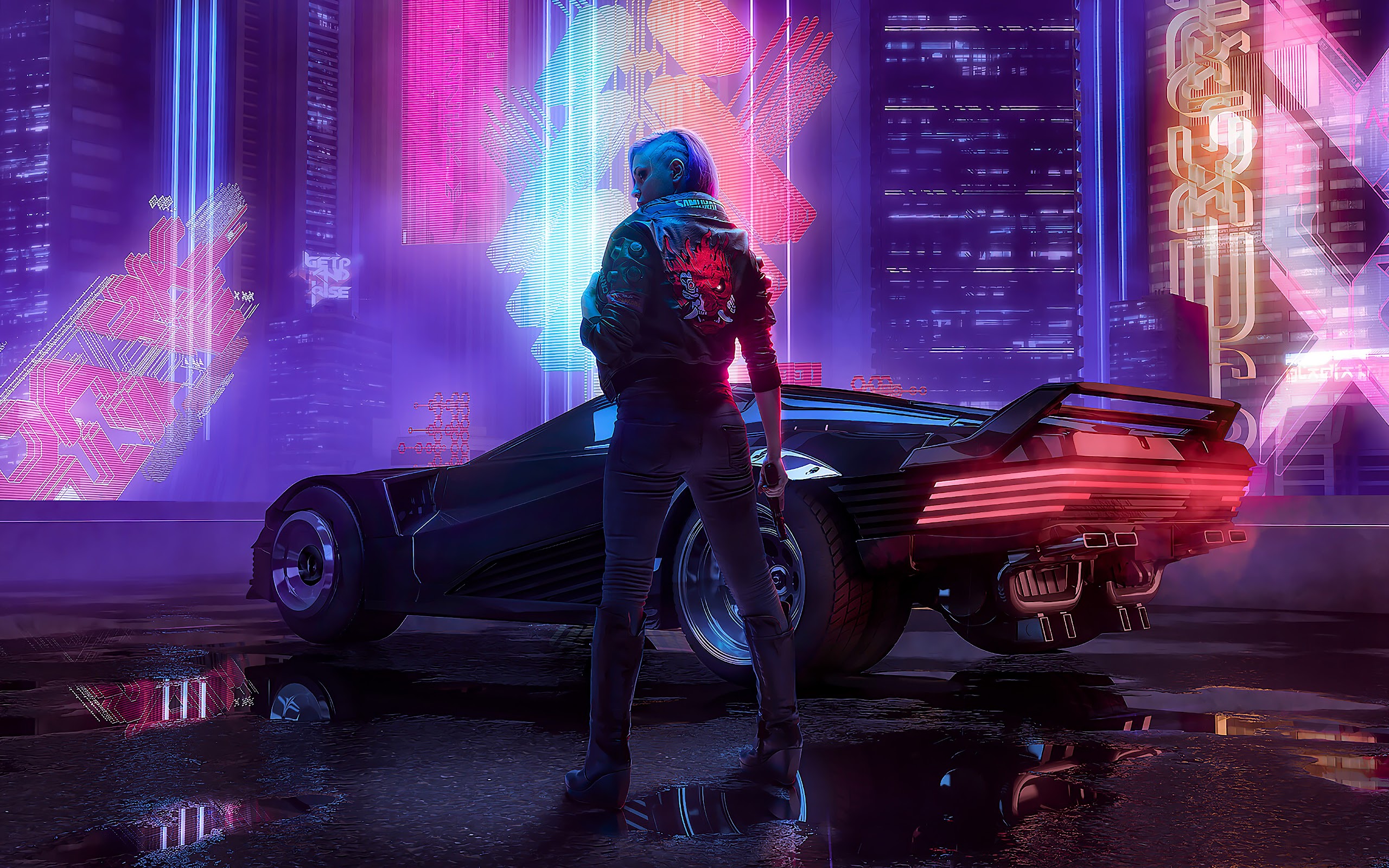 Cyberpunk 2077, V, Samurai, Jacket, Car, 4K, #100 Wallpaper