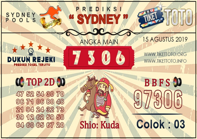 Prediksi Togel SYDNEY TIKETTOTO 15 AGUSTUS 2019