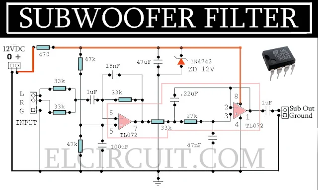 Complete Subwoofer Filter Circuit TL072