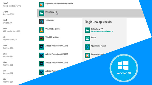 Cambiar programa predeterminado para abrir archivos Windows 10 Cambiar programa predeterminado para abrir archivos Windows 10