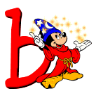 Alfabeto de Mickey Mouse en diferentes posturas y vestuarios b.