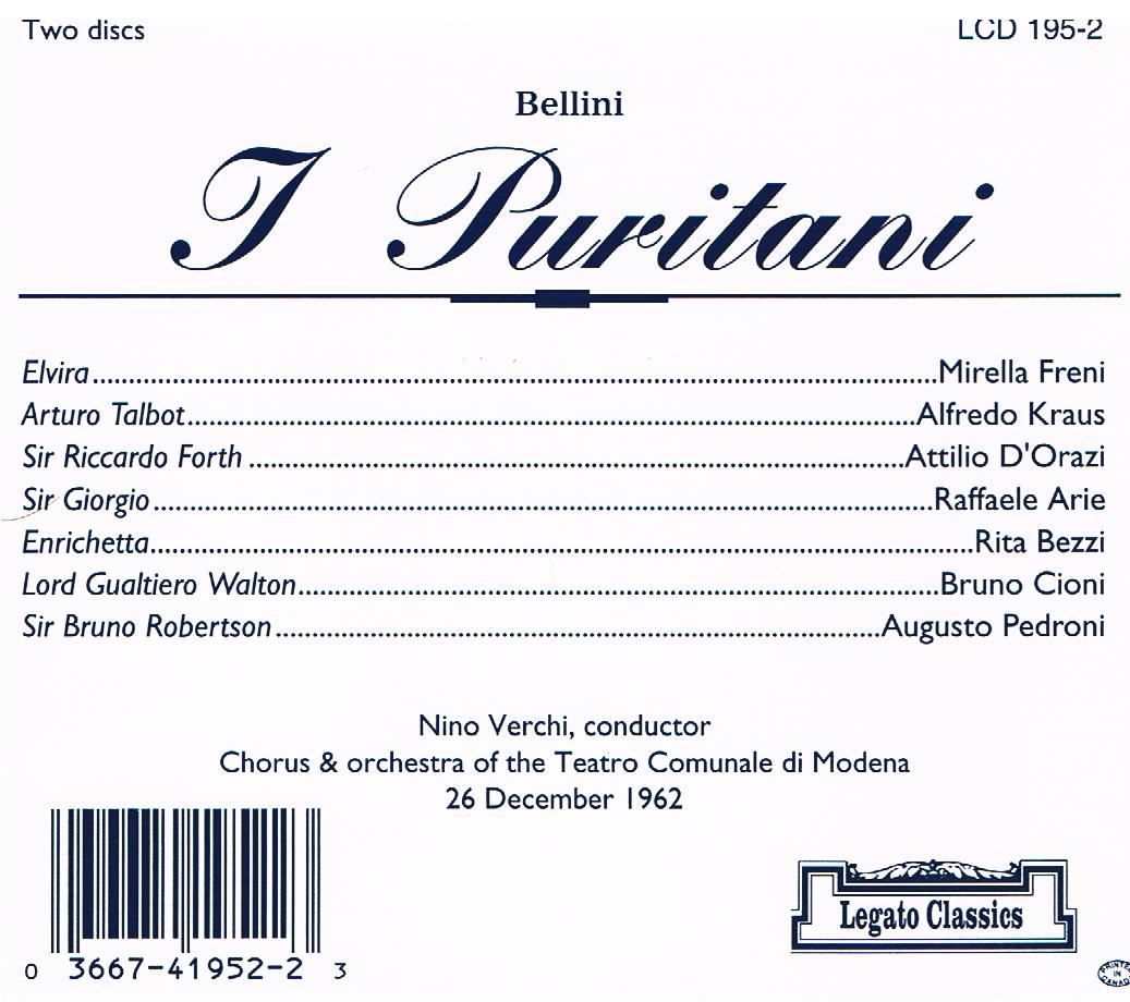 afina tus oidos Bellini I Puritani Kraus A. & Freni M. 1962