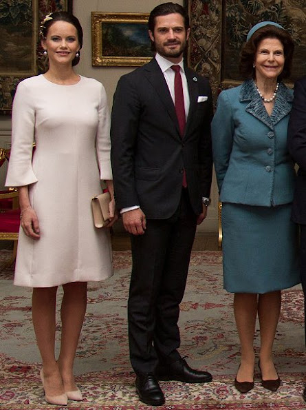 Queen Silvia, Princess Sofia, Princess Madeleine wore GIAMBATTISTA VALLI Appliquéd printed crepe dress