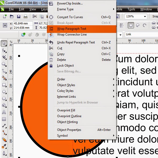 Wrap Text in Corel Draw