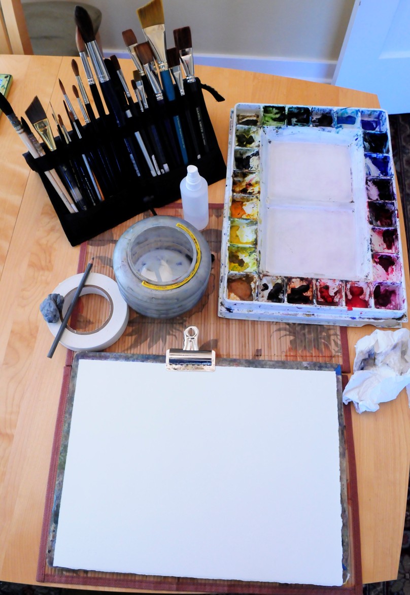 Megan Seagren's Journal Basic Setup for Watercolor Painting