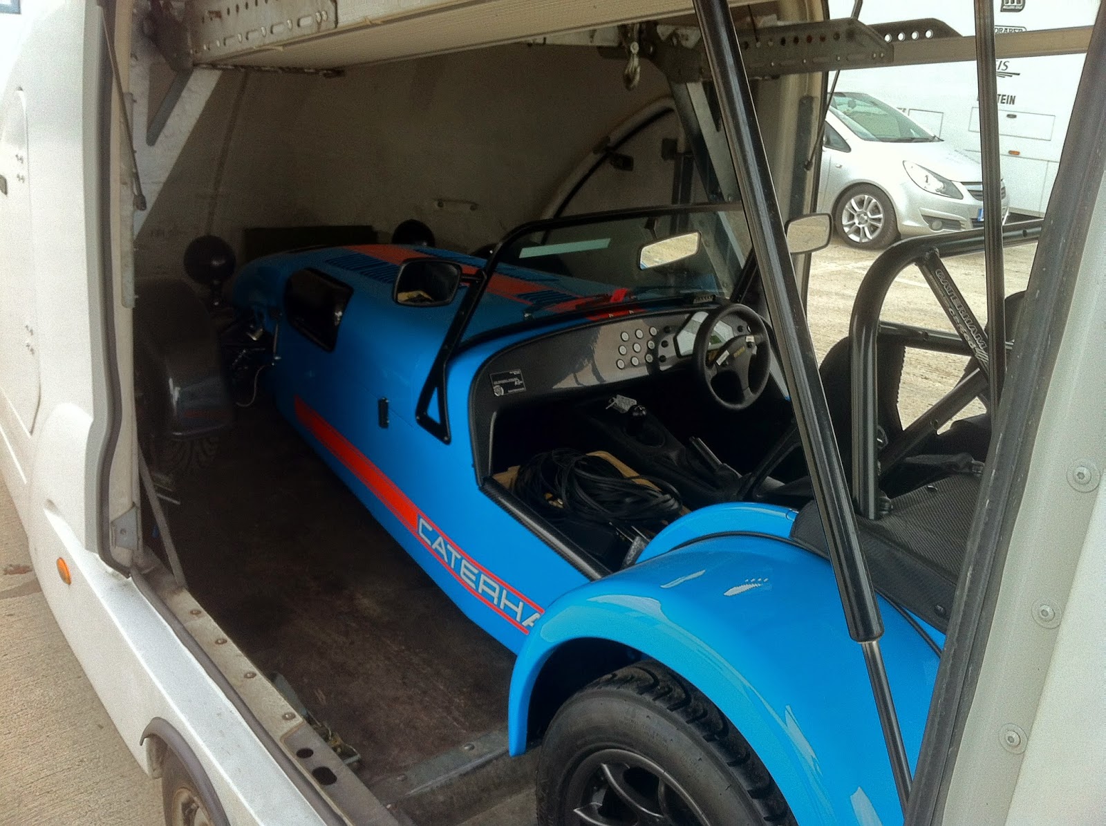 Another view of the car in the transporter - note the bundles of spare IVA trim Another view of the car in the transporter - note the bundles of spare IVA trim