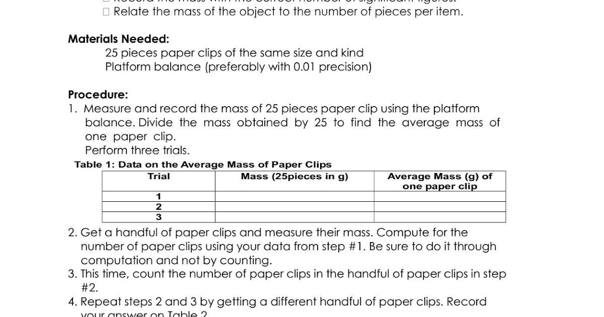 Science Concepts and Questions (K to 12): Mole Concept Activities
