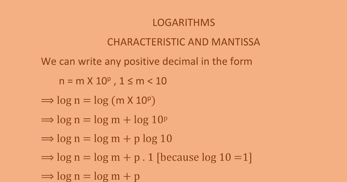 LOGARITHMS CHARACTERISTIC AND MANTISSA