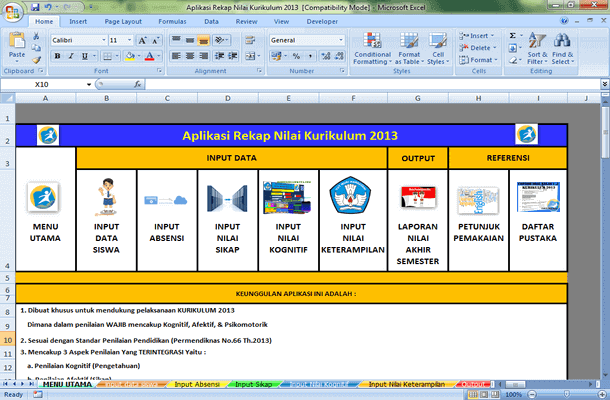Aplikasi Rekap Nilai SMP Kurikulum 2013 dan KTSP Excel