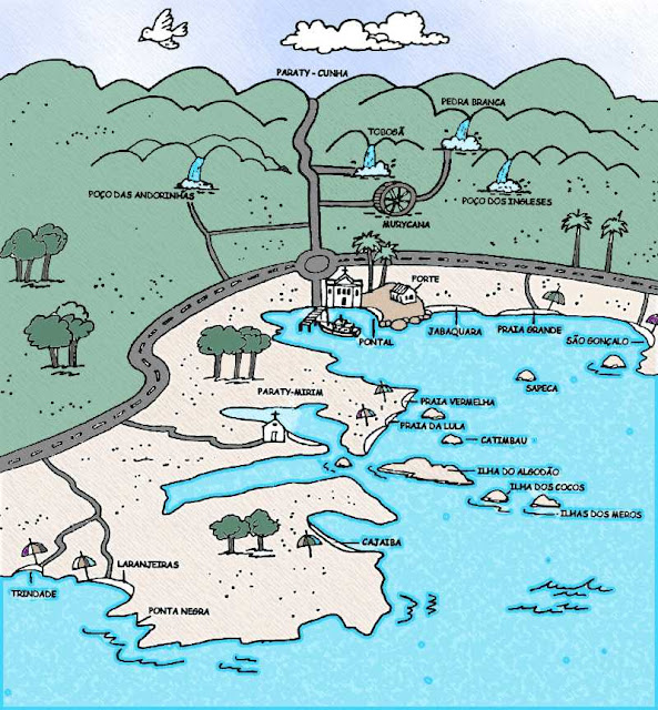 Mapa das praias de Paraty