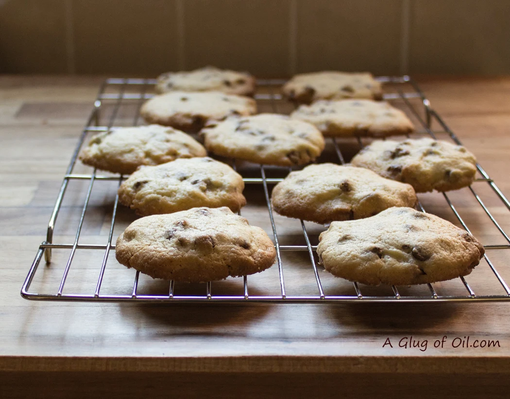 Chocolate chip cookies made in a steam oven.