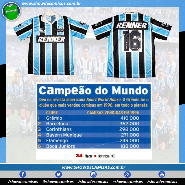 theme tone racket Camisa do Grêmio foi a mais vendida no mundo em 1996 - Show de Camisas
