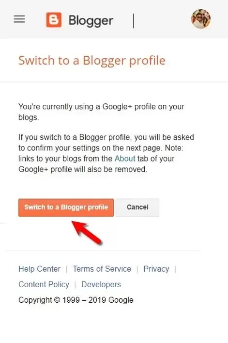 Switch to Blogger Profile