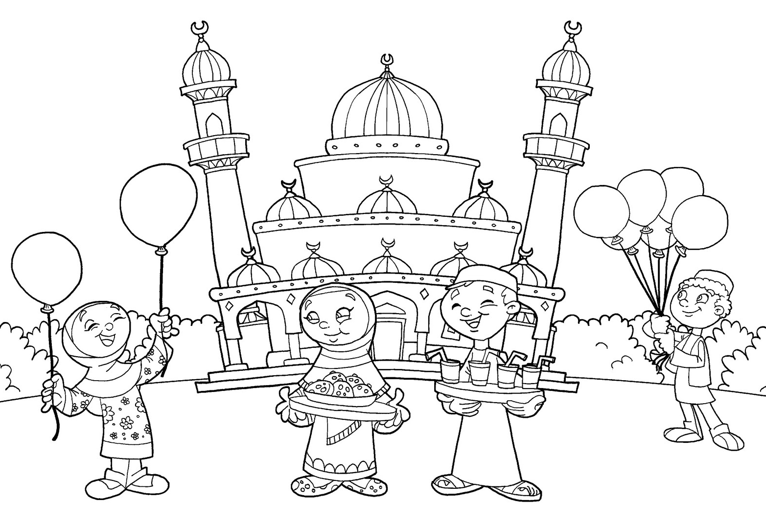 Sketsa Gambar Mewarnai Mesjid Untuk Anak TK PAUD Terbaru | gambarcoloring