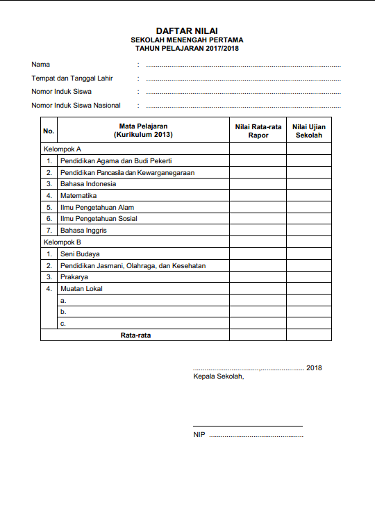 Blanko Ijazah SMP Tahun 2018 Download Blanko Ijazah SMP Tahun 2018
