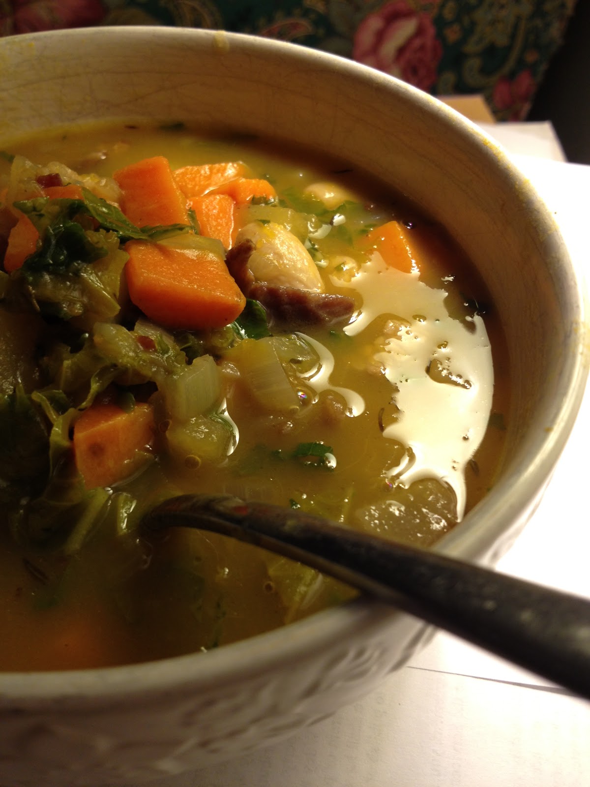 Tora's real food: Fall market soup with bacon, beans, sweet potatoes ...