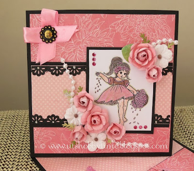card using handmade flowers