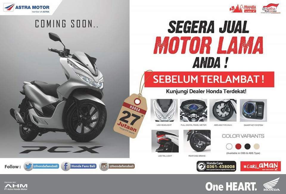 All New Honda PCX 150 Sudah Bisa Dipesan di Bali DEALER MOTOR HONDA