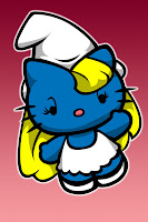 Hello Kitty in Smurfette costume