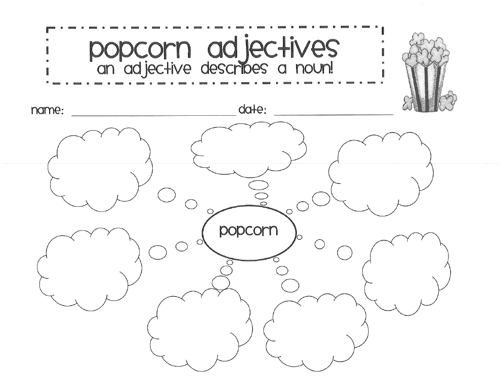 Adjective Worksheet Popcorn