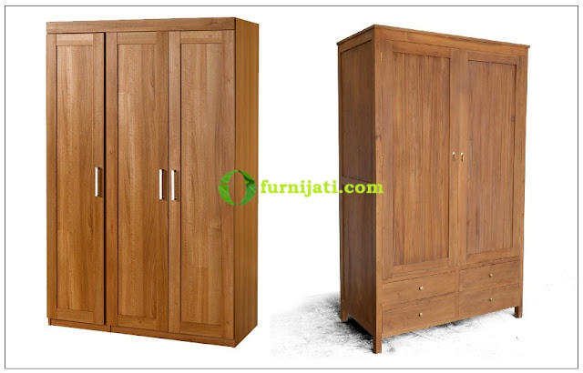 Gambar lemari kayu jati 2 pintu