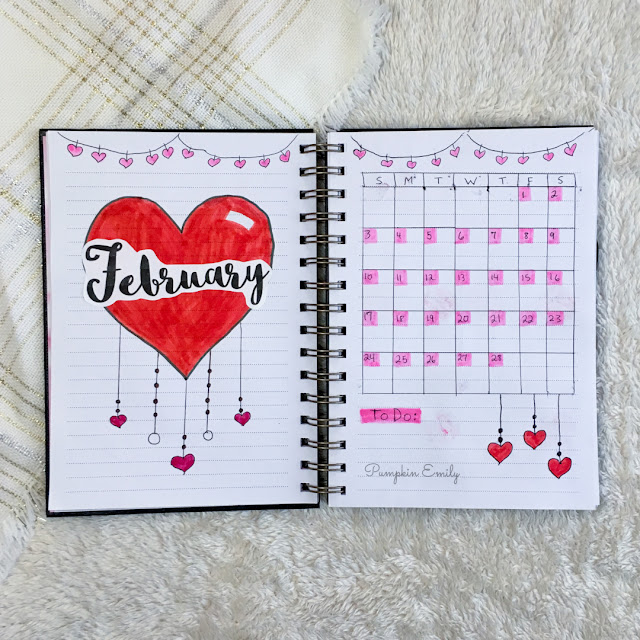 February 2019 Bullet Journal Cover Page and Calendar