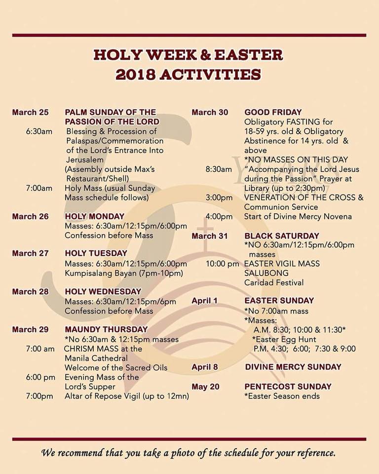 St agnes easter mass schedule