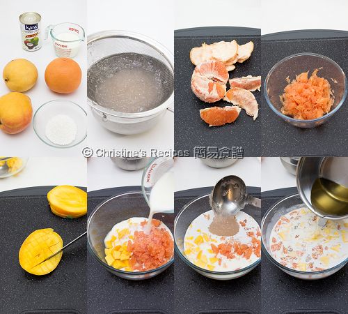 Mango Grapefruit and Sago in Coconut Milk Procedures