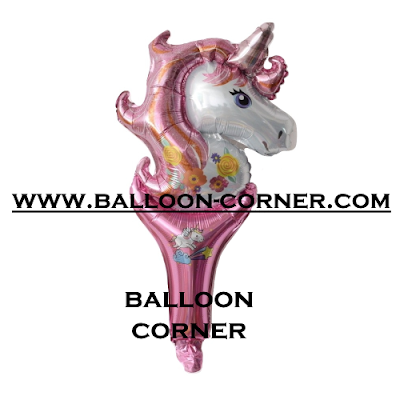 Balon Foil Raket Karakter Kepala Unicorn Pink