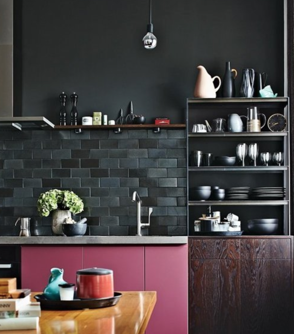 Delight in the Sunlight pink & black kitchen