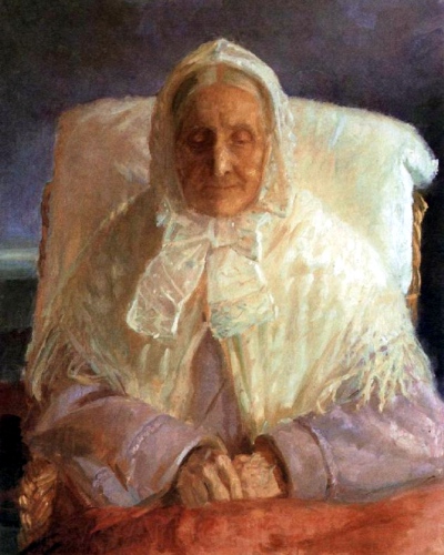 Fru Ane Brøndum i den blå stue, Anna Ancher (1913)