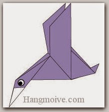 Bước 12: Vẽ mắt để hoàn thành cách xếp con Vịt trời bằng giấy theo phong cách origami.