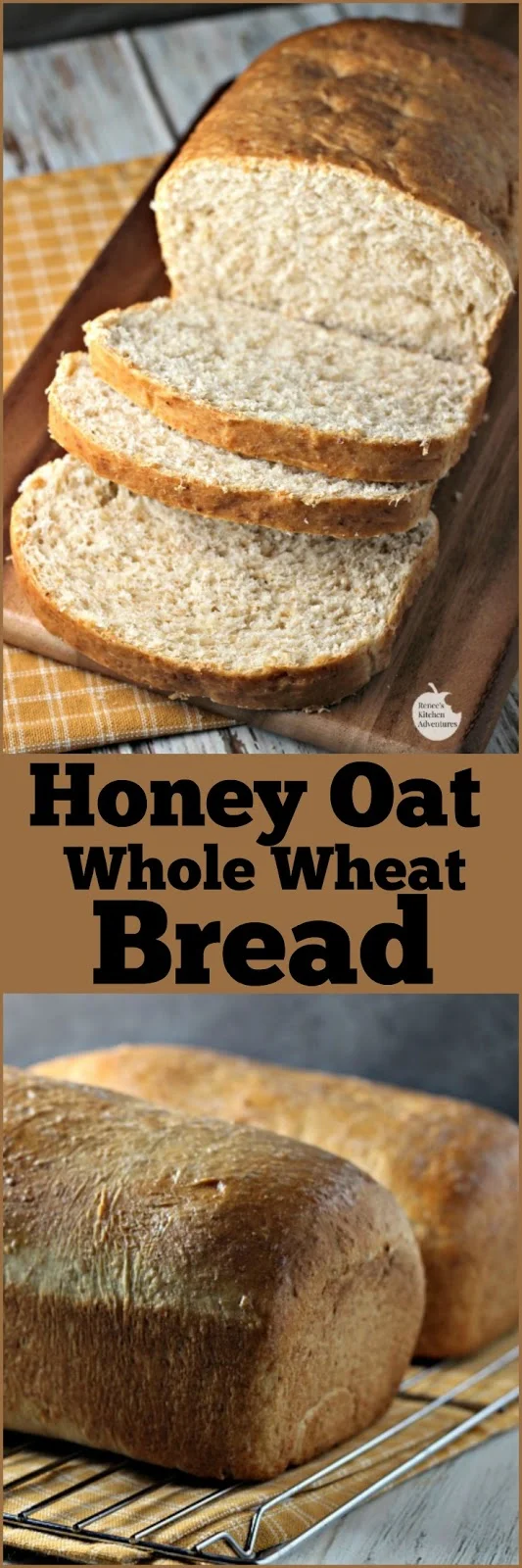 Honey Oat Whole Wheat Bread | by Renee's Kitchen Adventures -Great healthy recipe for an easy whole grain bread that bakes up soft and delicious! Pair it with soup for the perfect winter dinner. #EatLightEatRight ad