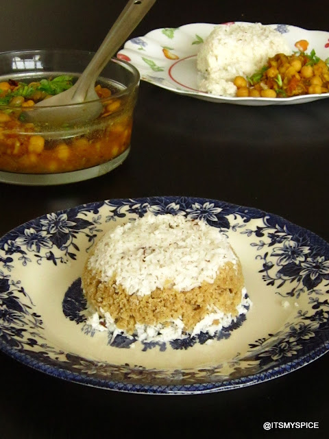 Puttu-kerala breakfast made with flour and coconut