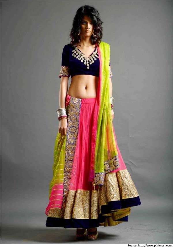plain lehenga with heavy border