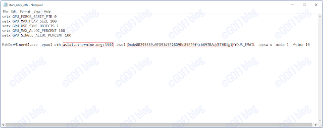 Ethereum mining Start bat file