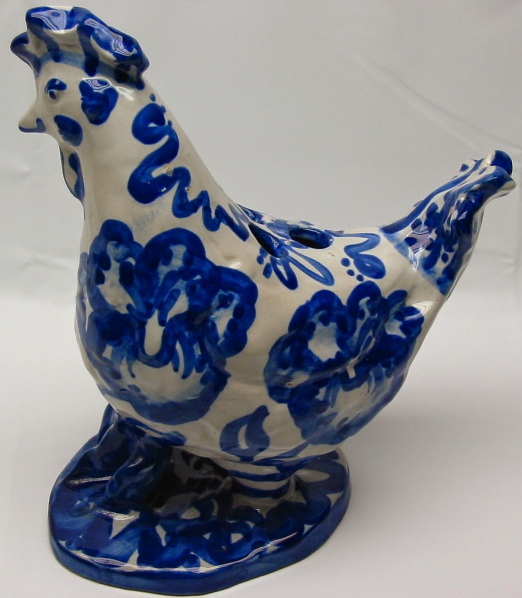 MA Hadley Kentucky Pottery Figural Rooster Chicken Flower