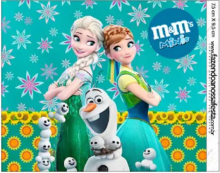Etiqueta M&M de Frozen Fiebre Congelada para imprimir gratis.
