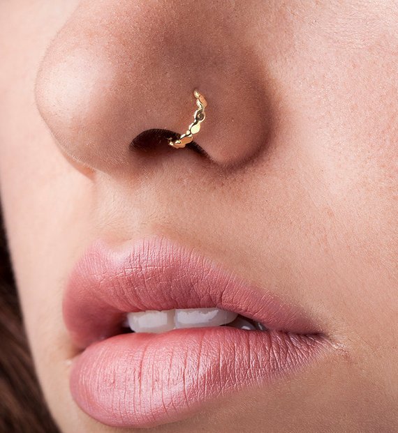 Gold Jewellery Women Fashion Plen Nose Ring.