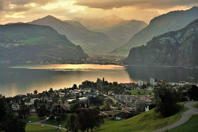 Gambar Pemandangan Alam Indah di Swiss Tepi Danau Hergiswil Wisata Cantik Gambar Pemandangan Alam Indah di Swiss Tepi Danau Hergiswil Wisata Cantik