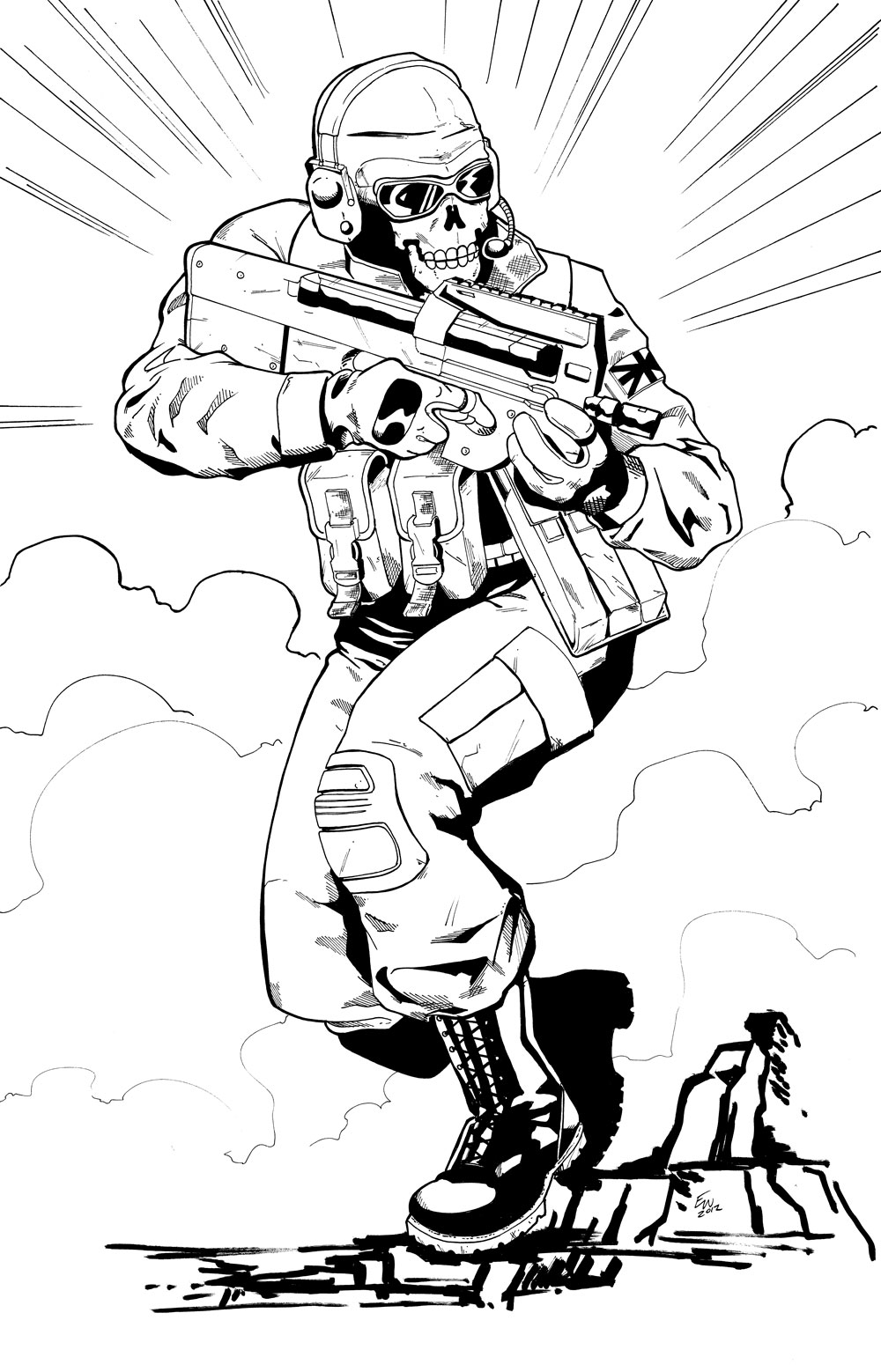 Call Duty Ghost Coloring Pages Sketch Coloring Page