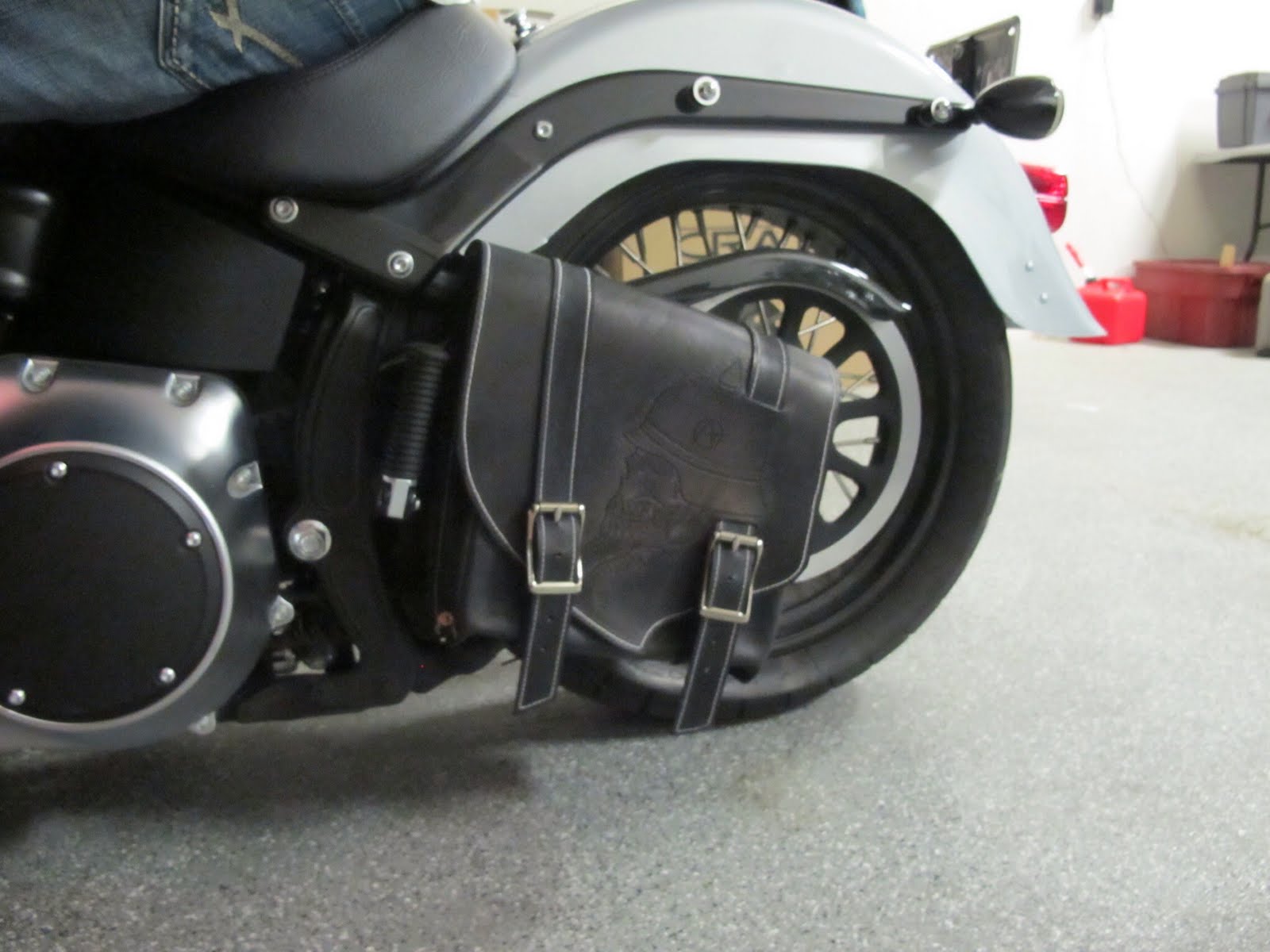 Crazy Heart Leather Goods Soft tail swing arm bag.