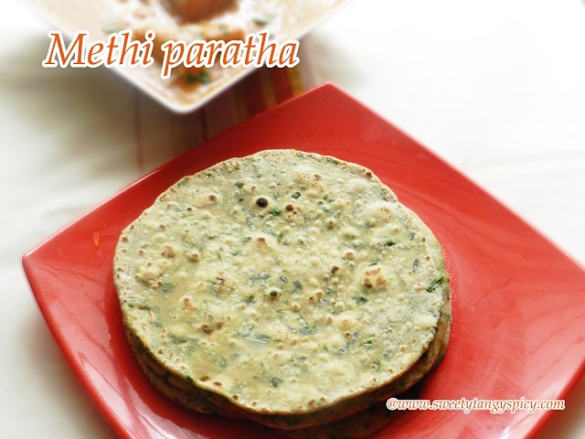 Methi paratha | Methi Ke parathe Recipe | Indian flat bread with fresh fenugreek leaves (Uluva ela)