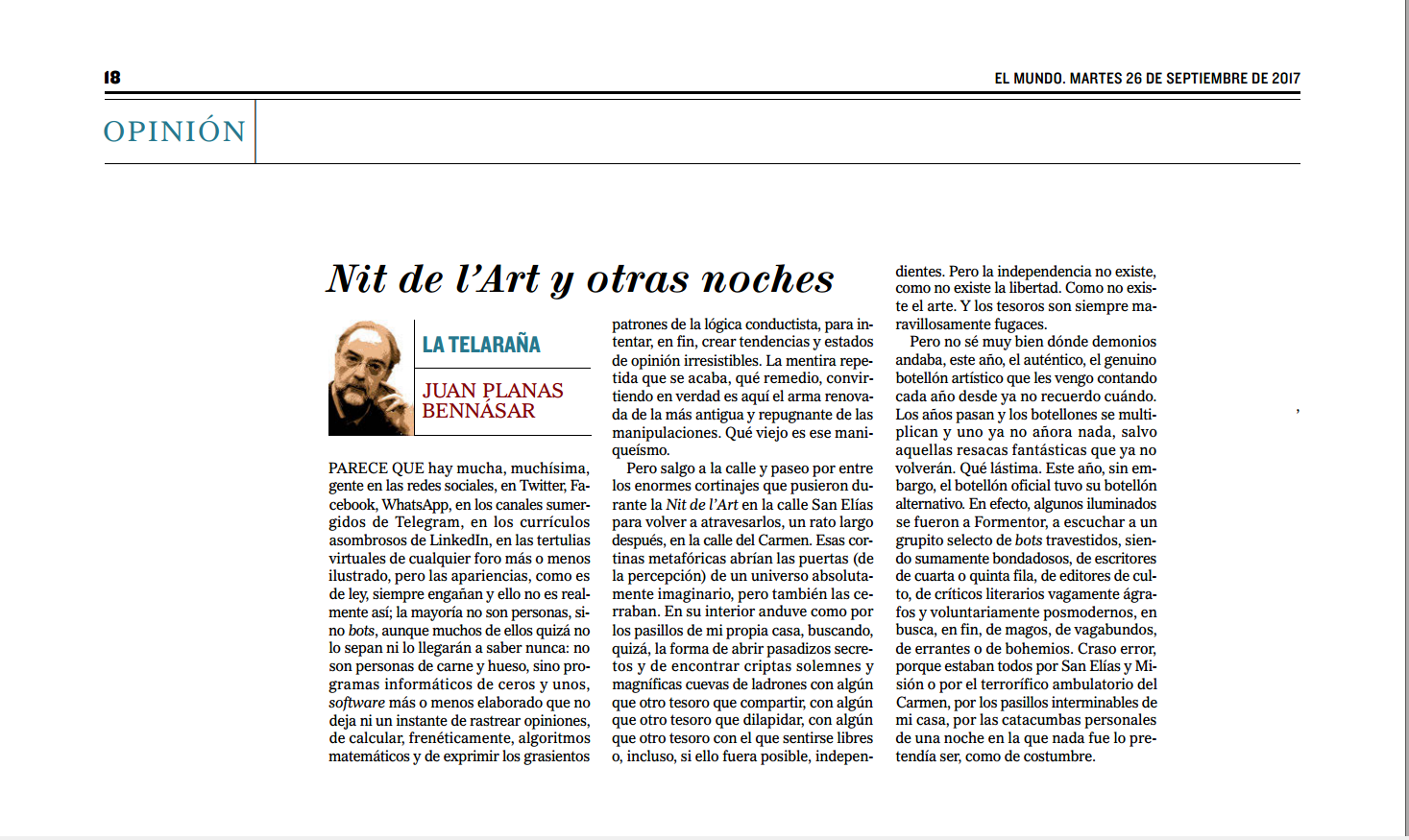 LA TELARAÑA: Nit de l Art y otras noches