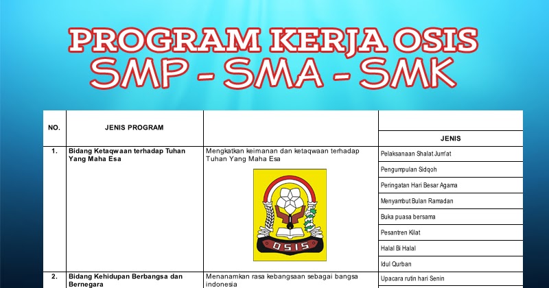 Program Kerja OSIS SMP SMA SMK Menarik Sesuai Seksi Bidang ...