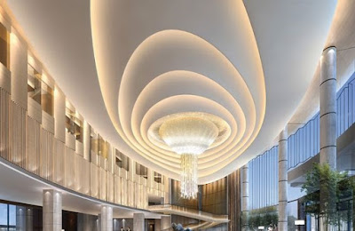 modern gypsum board false ceiling designs with LED indirect lighting 2019