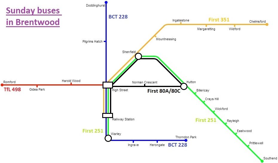 Brentwood Bus Update Brentwood's major bus routes on one clear map