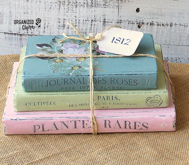 Beautiful Upcycled Books with Dixie Belle Paint & Iron Orchid Decor Transfers #dixiebellepaint #primamarketingtransfers #IODtransfers #oldbooks #upcycledbooks #thriftshopmakeover